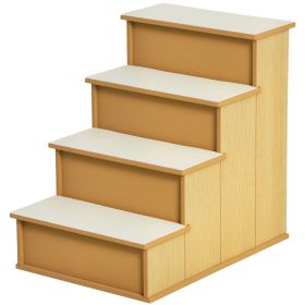 Pet Stairs, Small Pet Steps with Cushioned Removable Covering for Dogs and Cats Up To 22 lbs, Natural Pet Stairs, Small Pet Steps with Cushioned Removable Covering for Dogs and Cats Up To 22 lbs, Natural